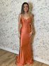 Mermaid Spaghetti Straps Satin Prom Dress LBQ3639